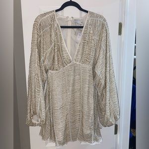 Embellished cream and gold dress Asos Design